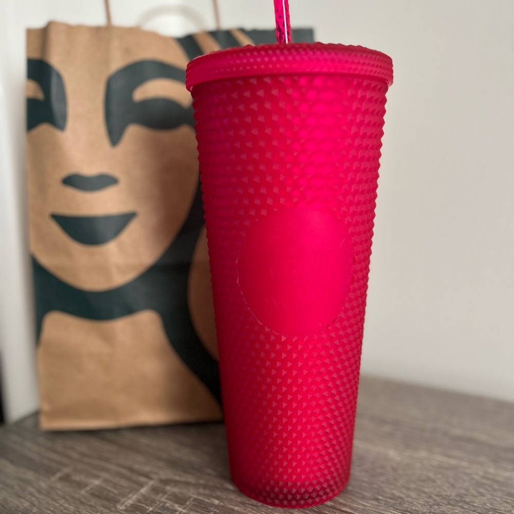 Starbucks Ruby Pink Studded Soft Touch Venti Cold Cup Tumbler 💕NWT
